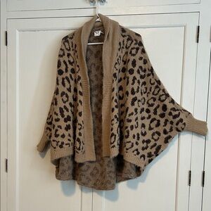 Anthropologie Leopard Print Open Front Sweater